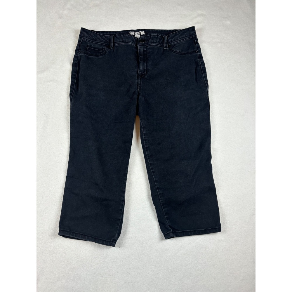 17/21 Black Denim Capri Pants Womens Plus Size 20 Cropped Jeans Stretch Straight